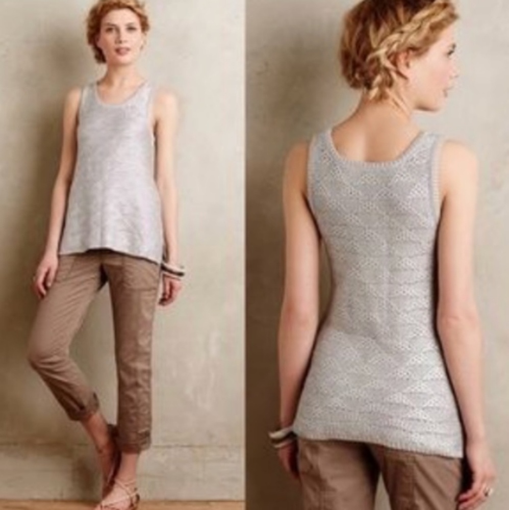 Anthropologie | Moth silver foil knit top